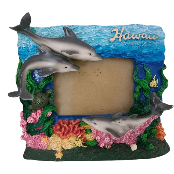 hawaii 3D picture frame dolphins coral reef 7 X 6 - Picture 1 of 5